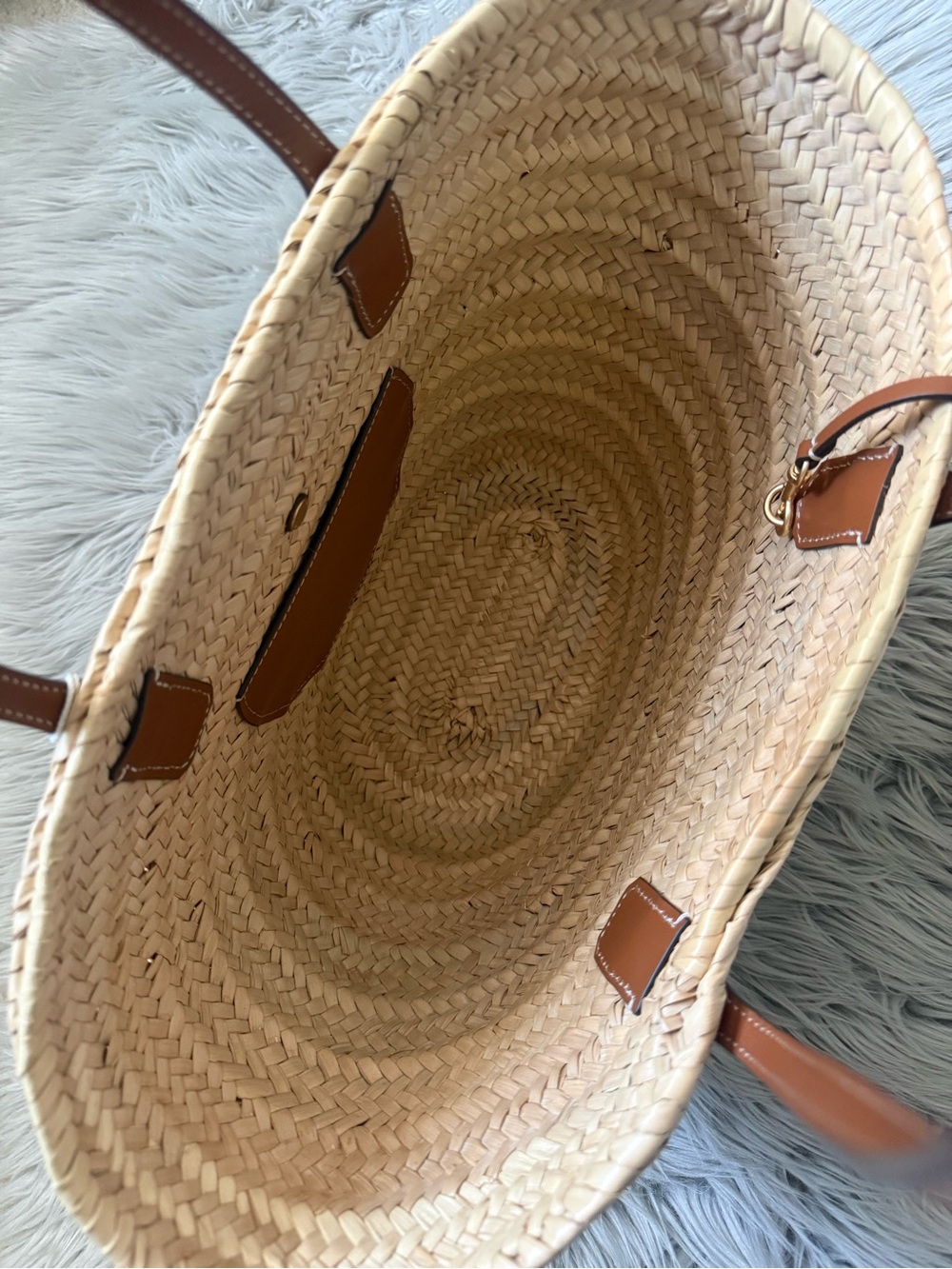 TORY BURCH Ella Straw Basket Tote in Color Natural / Classic Cuoio NWT - Picture 8 of 16